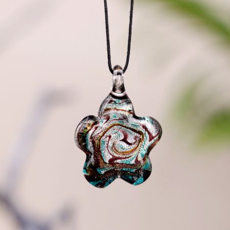 Flower Multicolor Lampwork Glass Pendant for Jewellry Making - 1 Piece